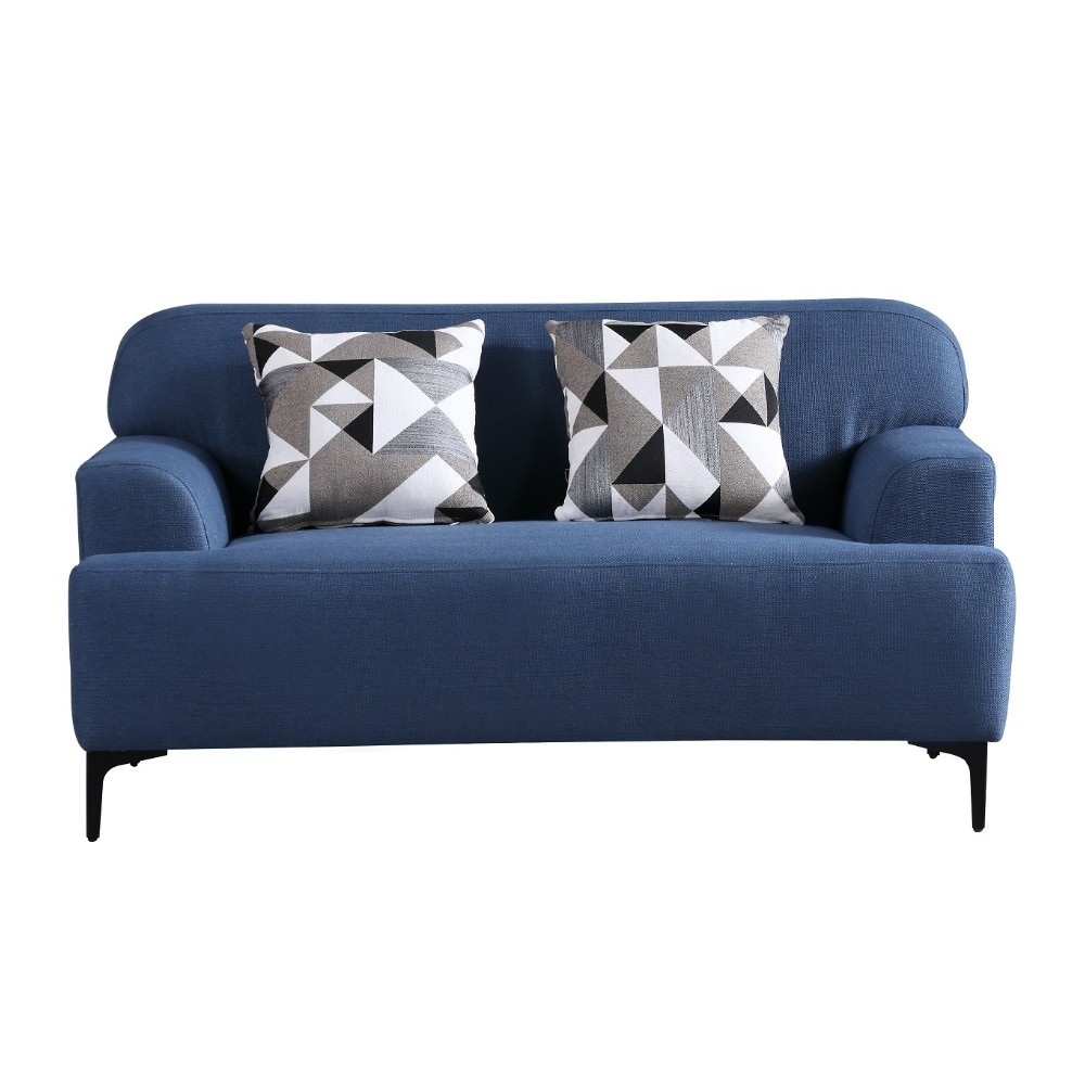 3213型藍色雙人椅布沙發