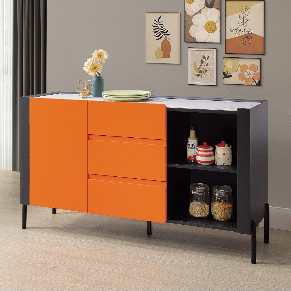 洛麗泰4.3尺岩板餐櫃/收納櫃(DF806)(橘)