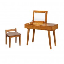 日式風情雲杉檜木色3.3尺化妝台/鏡台(含椅)