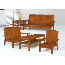 5011型柚木色實木組椅(雙人座)
