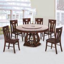4100型4.5尺石面圓餐桌(1桌6椅)(附轉盤)(共兩色)