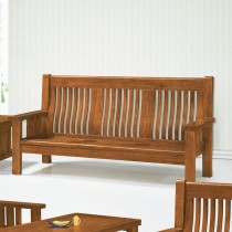 198型樟木色實木組椅(三人座)