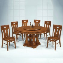 3251型4.38尺實木圓餐桌(1桌6椅)(附轉盤)