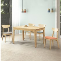 維尼4.3尺橡木餐桌椅組/1桌4椅/餐椅共四色