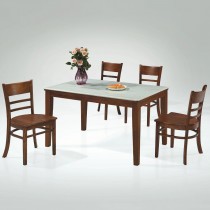 比特4.3尺石面實木餐桌椅組(1桌4椅)